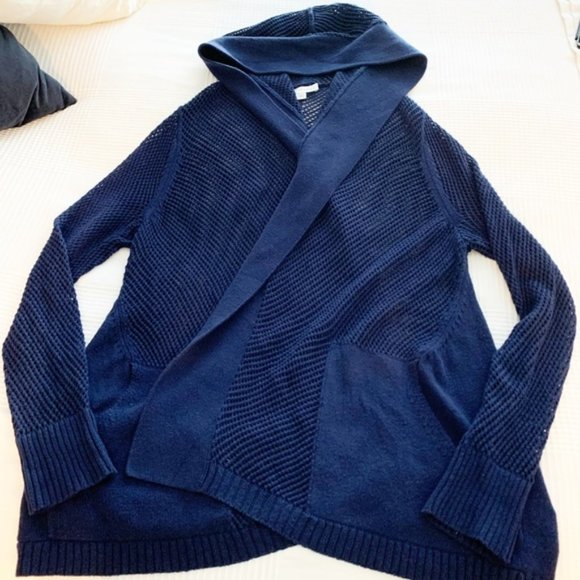 White + Warren Hooded Mesh Knit Cardigan Sweater - Picture 4 of 8